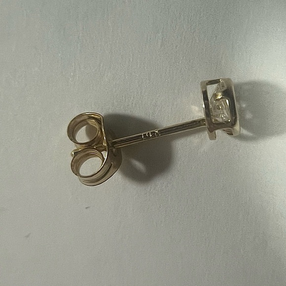 14k earrings gold stud earrings simple earrings minimalist earrings CZ earrings - Picture 7 of 8